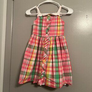 Janie and Jack Girl's Pink Plaid Spring Dress Size 5